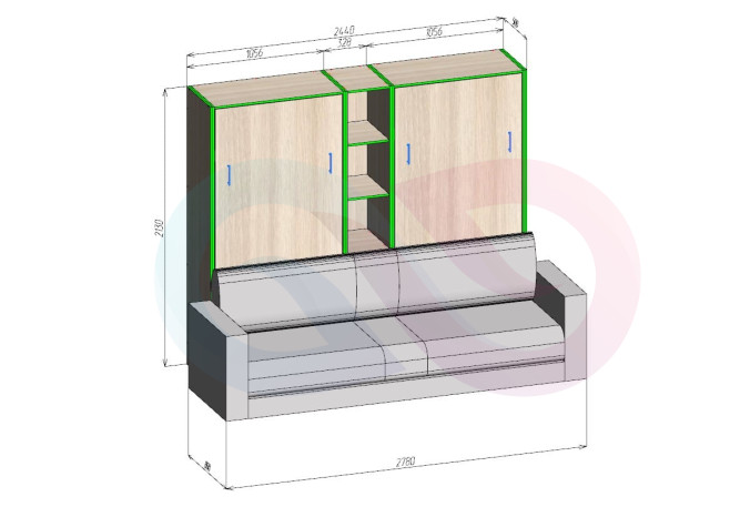 Шкаф-кровать с диваном Челли