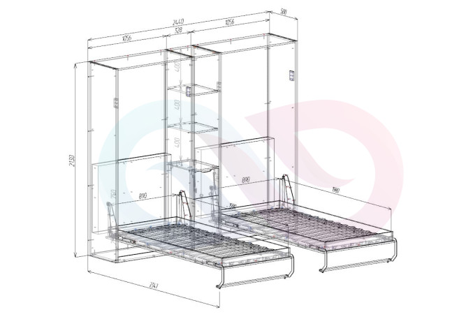 Шкаф-кровать с диваном Челли