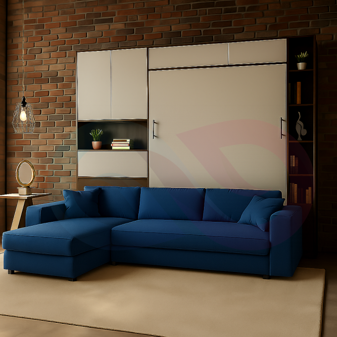 Шкаф-кровать трансформер с угловым диваном Фокстрот