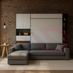 Шкаф-кровать трансформер с угловым диваном Фокстрот