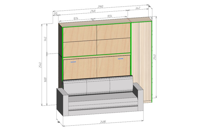 Шкаф-кровать с диваном Гирро