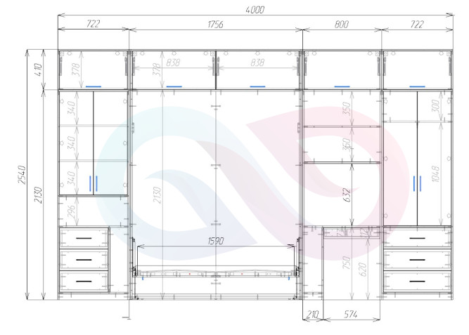 Шкаф-кровать трансформер с диваном Миролла