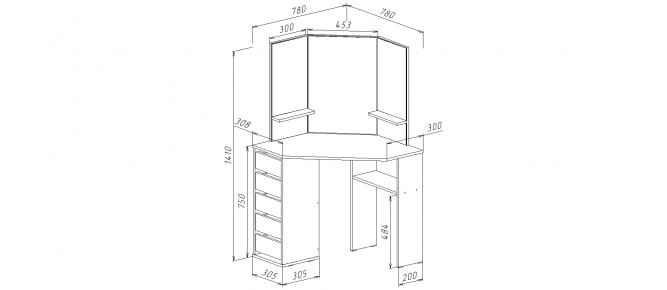 Угловой туалетный столик Элеганса